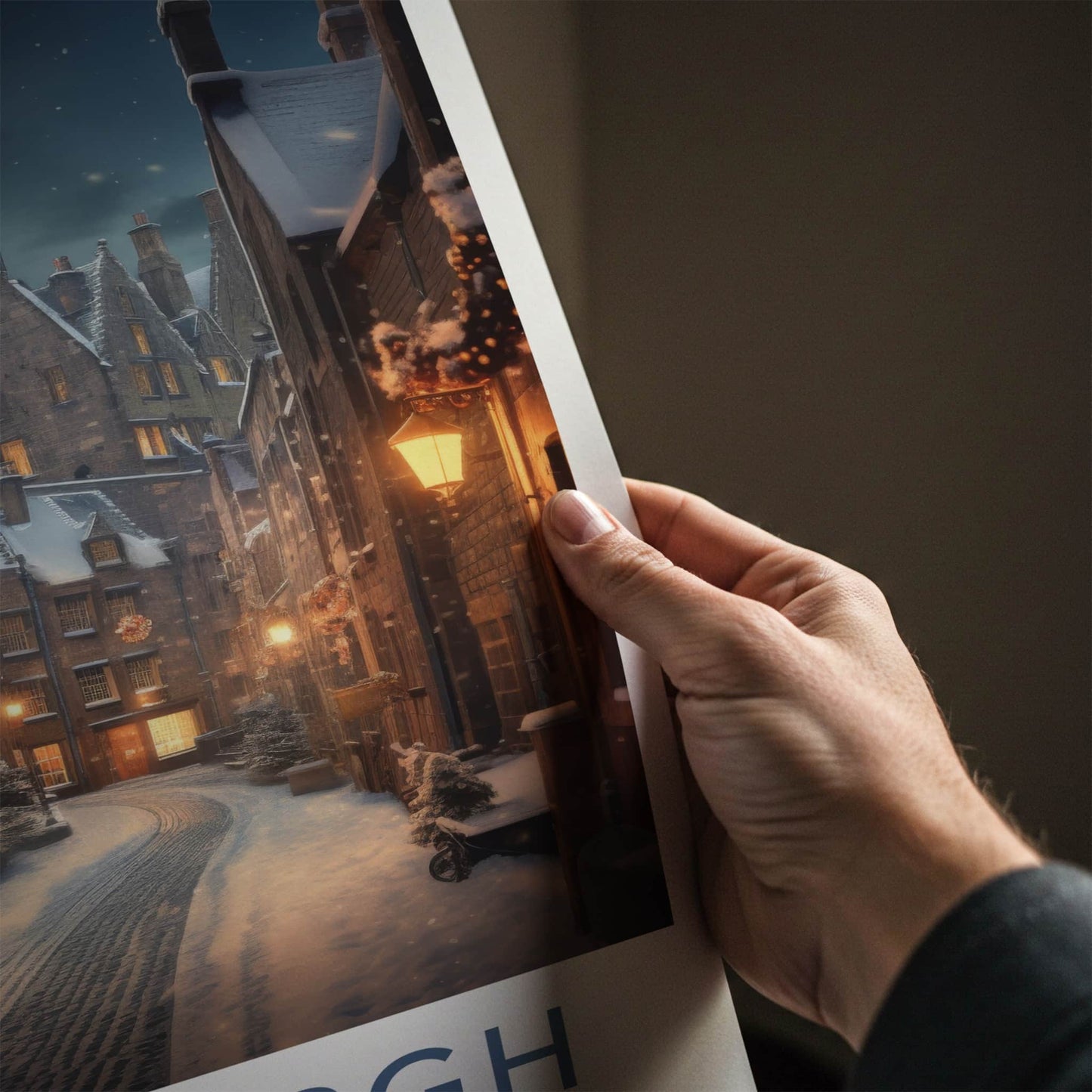 Edinburgh Poster - Scotland Travel Art - Festive Winter Night Home Decor