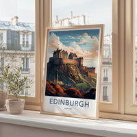 Edinburgh Poster - Scotland Travel Art - Majestic Hilltop Castle Home Decor