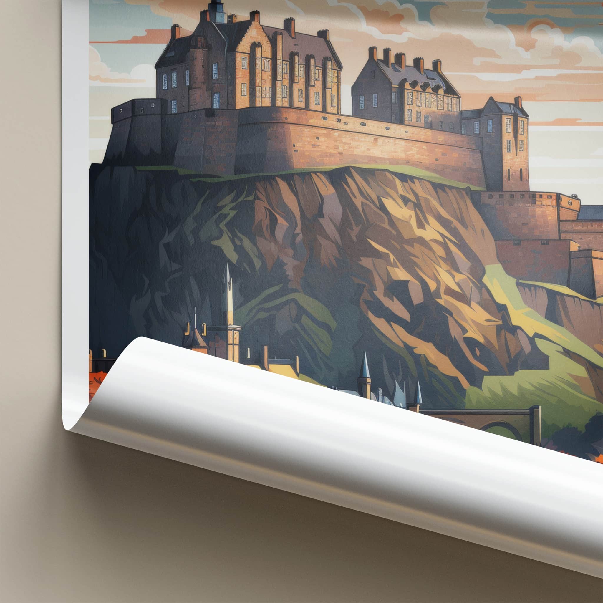 Edinburgh Poster - Scotland Travel Art - Majestic Hilltop Castle Home Decor
