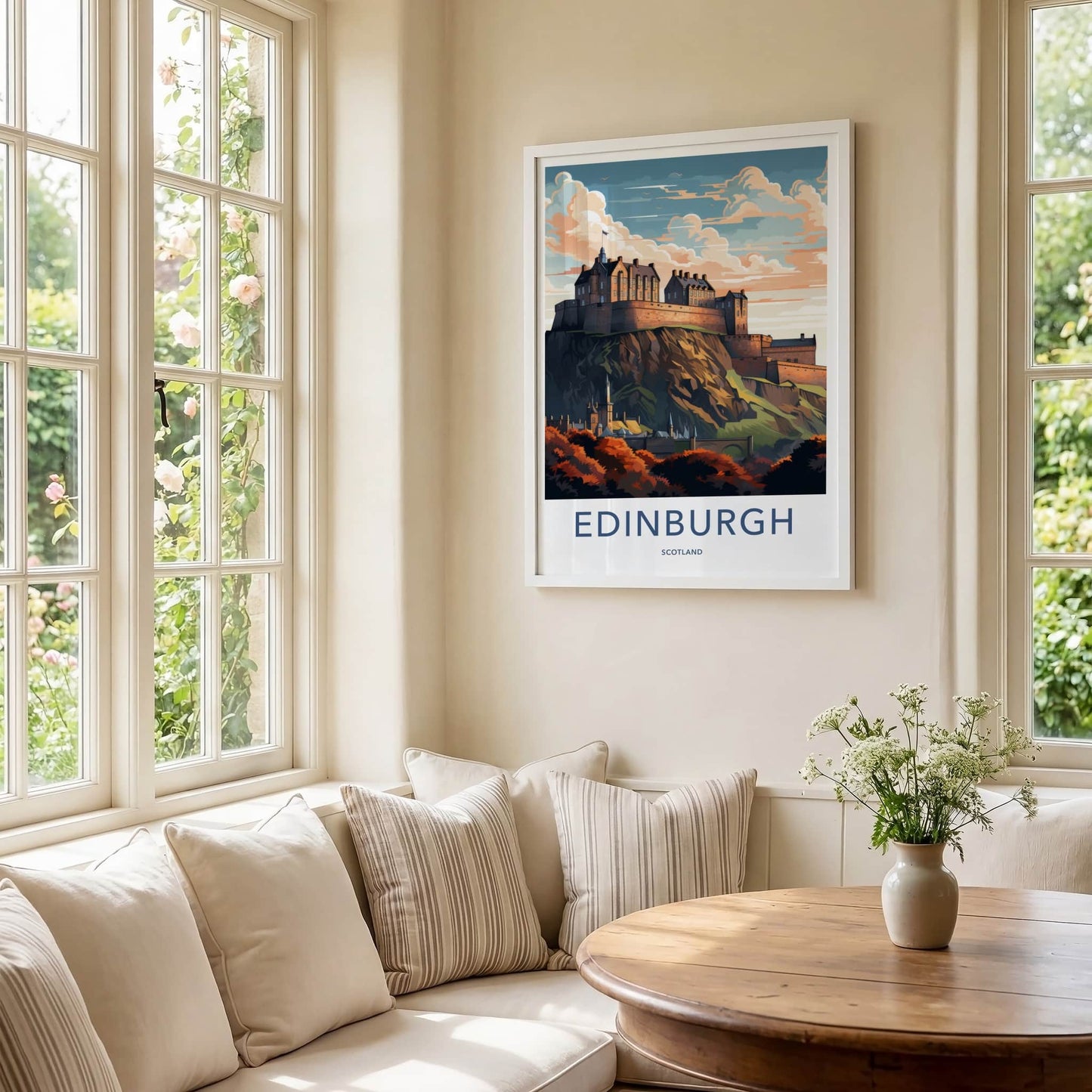 Edinburgh Poster - Scotland Travel Art - Majestic Hilltop Castle Home Decor