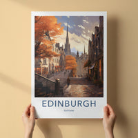 Edinburgh Poster - Scotland Wall Art - Edinburgh Autumn Street Home Decor
