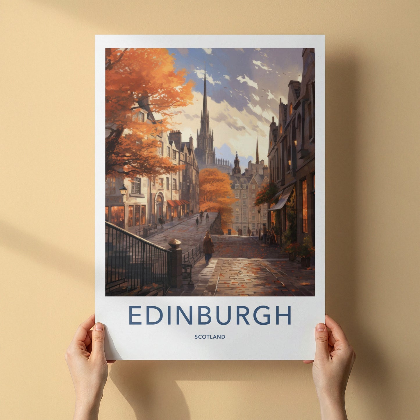 Edinburgh Poster - Scotland Wall Art - Edinburgh Autumn Street Home Decor