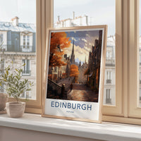 Edinburgh Poster - Scotland Wall Art - Edinburgh Autumn Street Home Decor