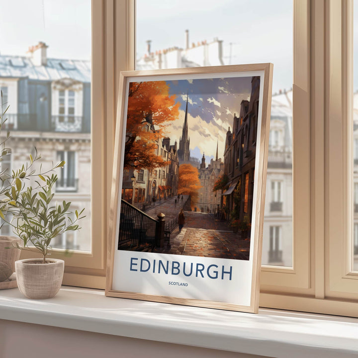 Edinburgh Poster - Scotland Wall Art - Edinburgh Autumn Street Home Decor