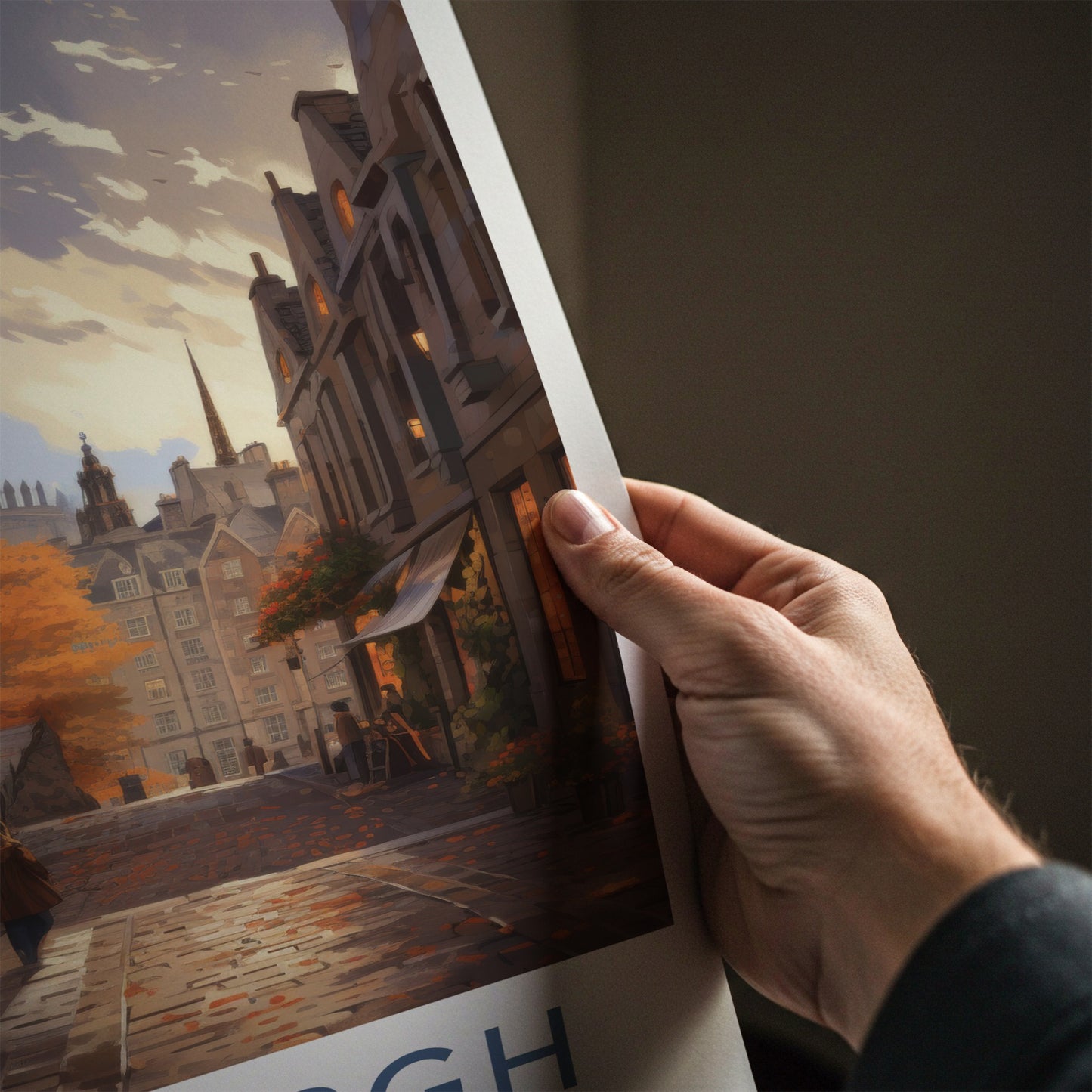 Edinburgh Poster - Scotland Wall Art - Edinburgh Autumn Street Home Decor