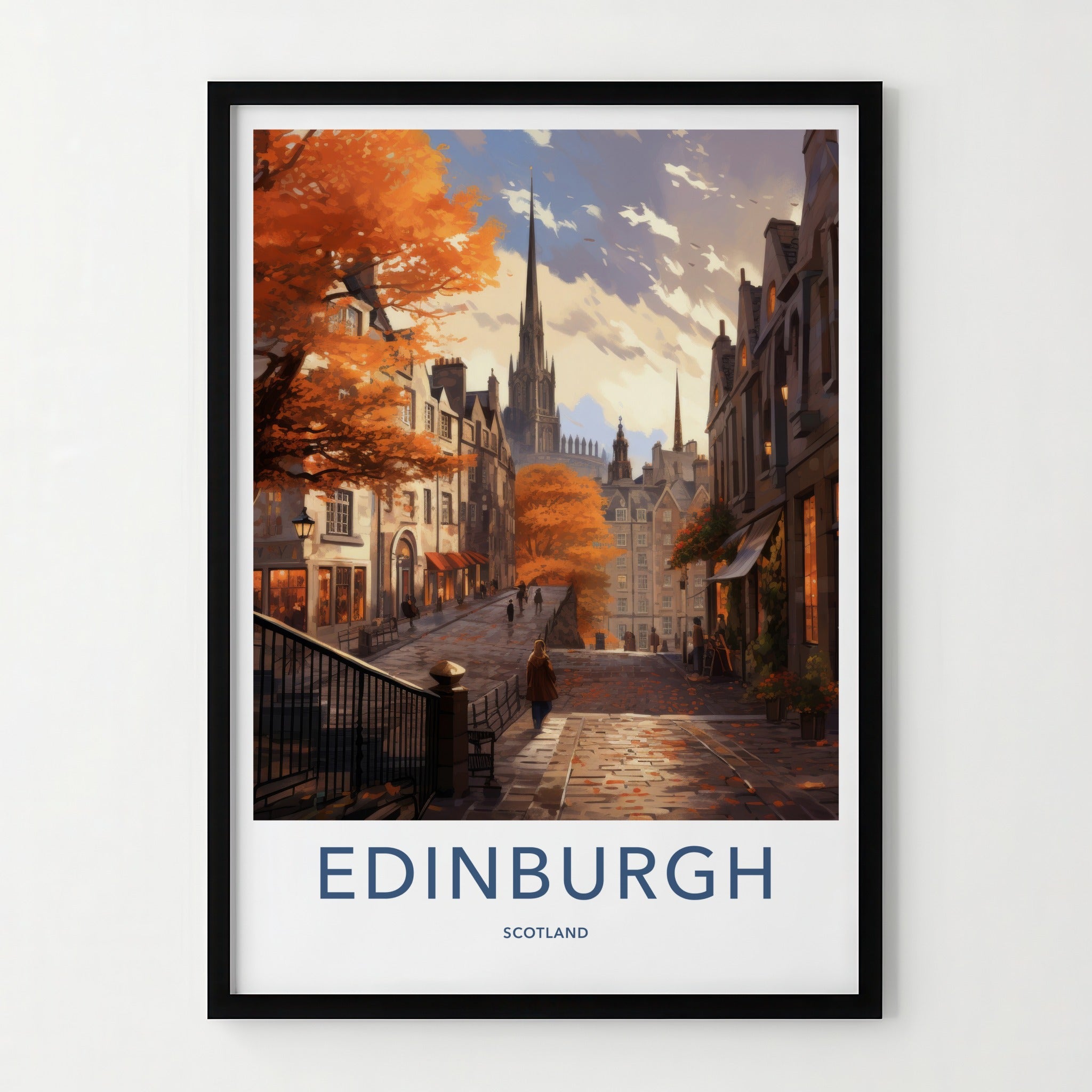 Edinburgh Poster - Scotland Wall Art - Edinburgh Autumn Street Home Decor