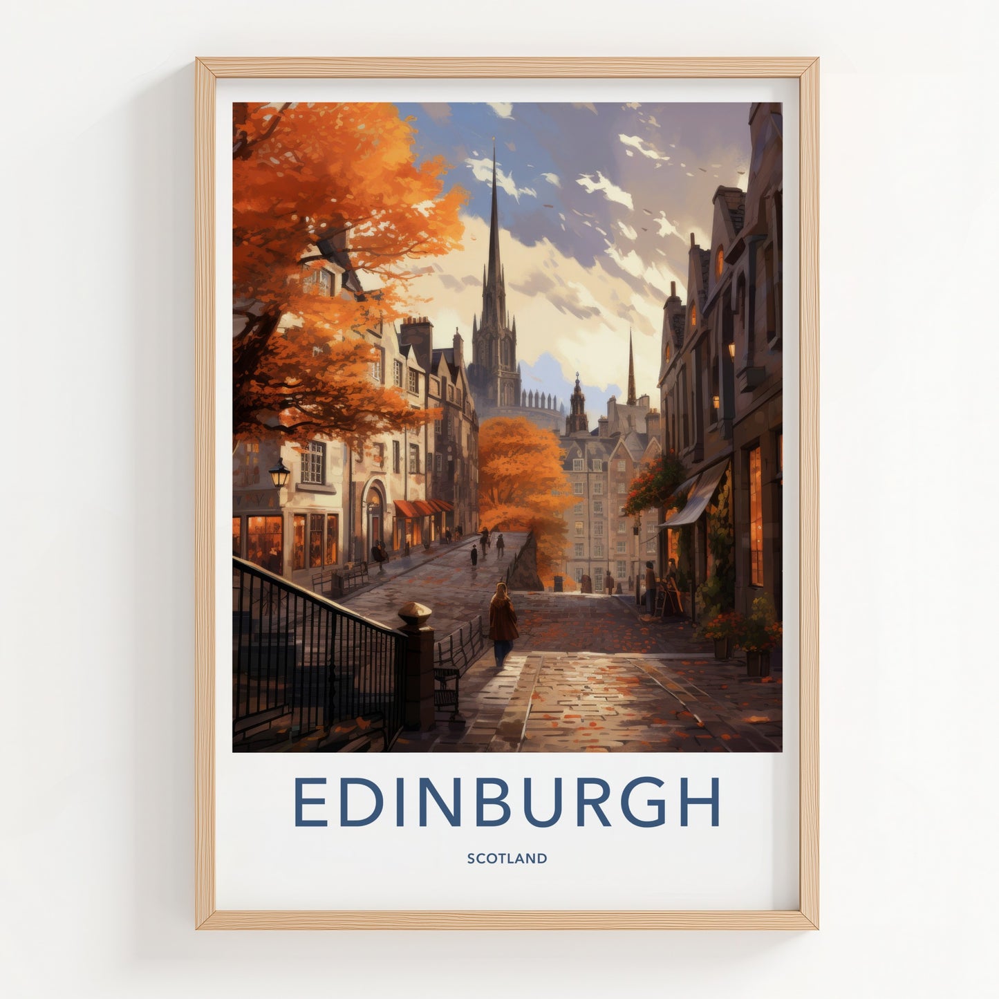 Edinburgh Poster - Scotland Wall Art - Edinburgh Autumn Street Home Decor