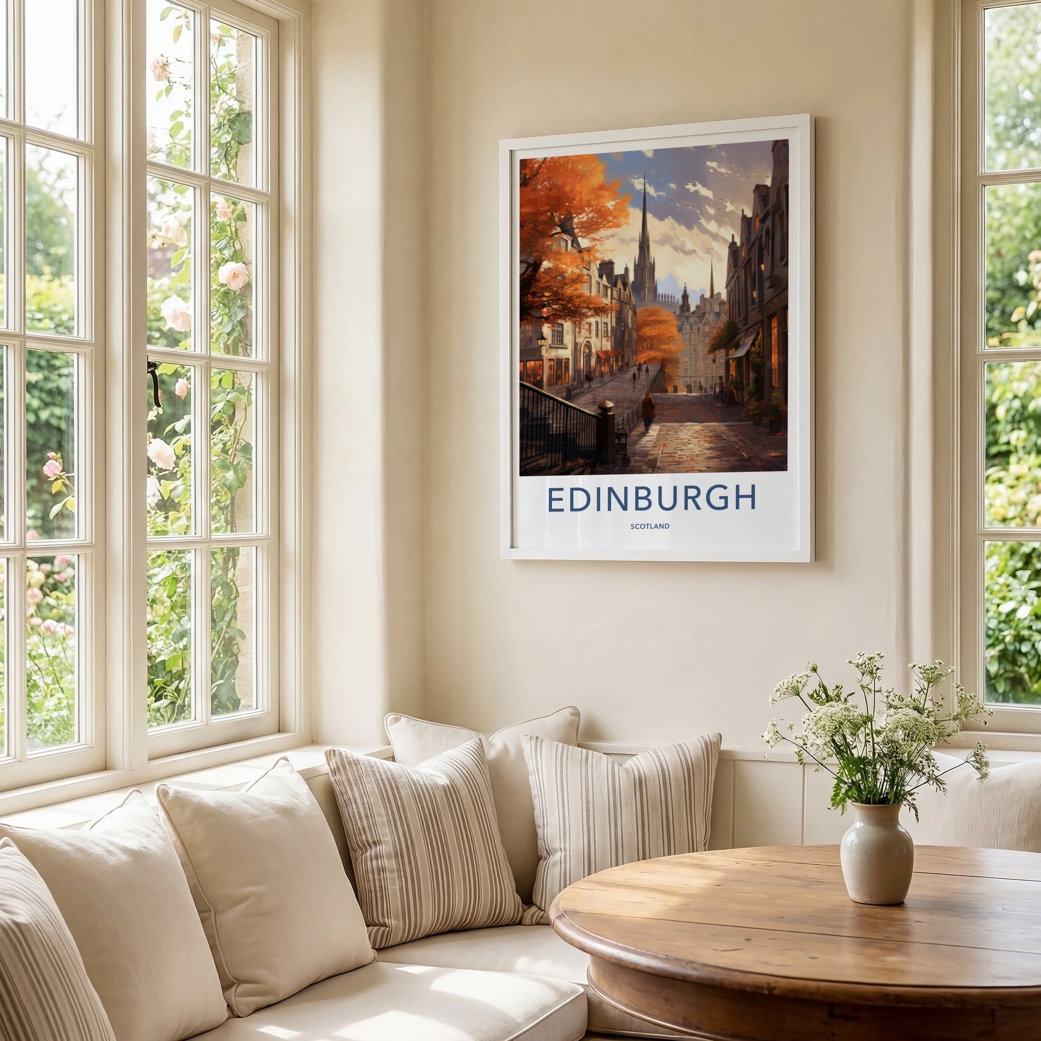 Edinburgh Poster - Scotland Wall Art - Edinburgh Autumn Street Home Decor