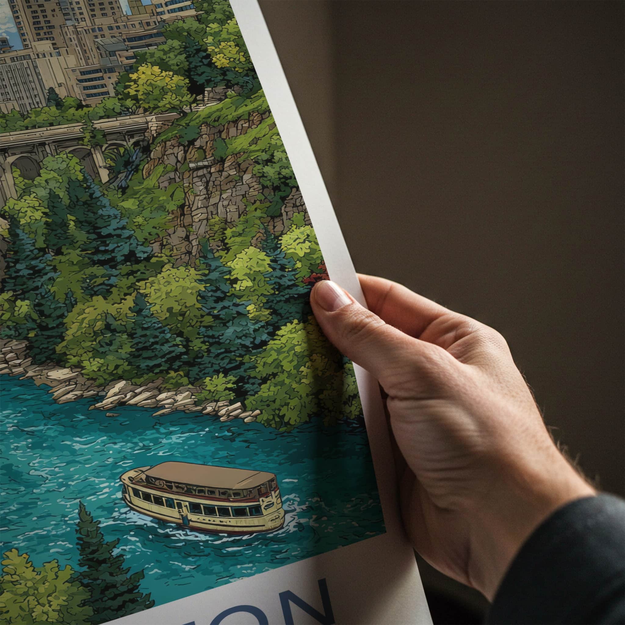 Edmonton Poster - Canada Framed Art - River Boat Bridge Home Decor