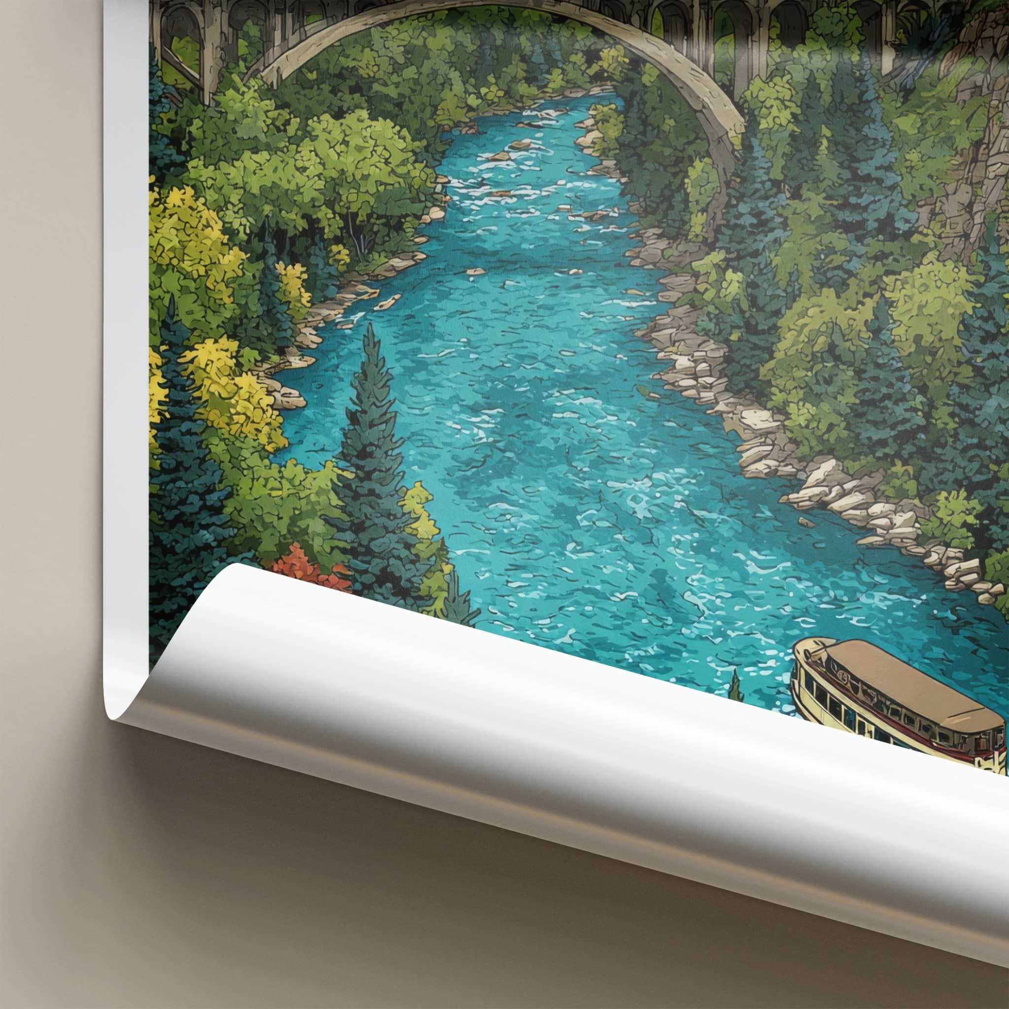 Edmonton Poster - Canada Framed Art - River Boat Bridge Home Decor
