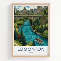 Edmonton Poster - Canada Framed Art - River Boat Bridge Home Decor