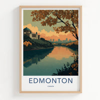 Edmonton Poster - Canada Travel Art - Autumn River Reflection Home Decor