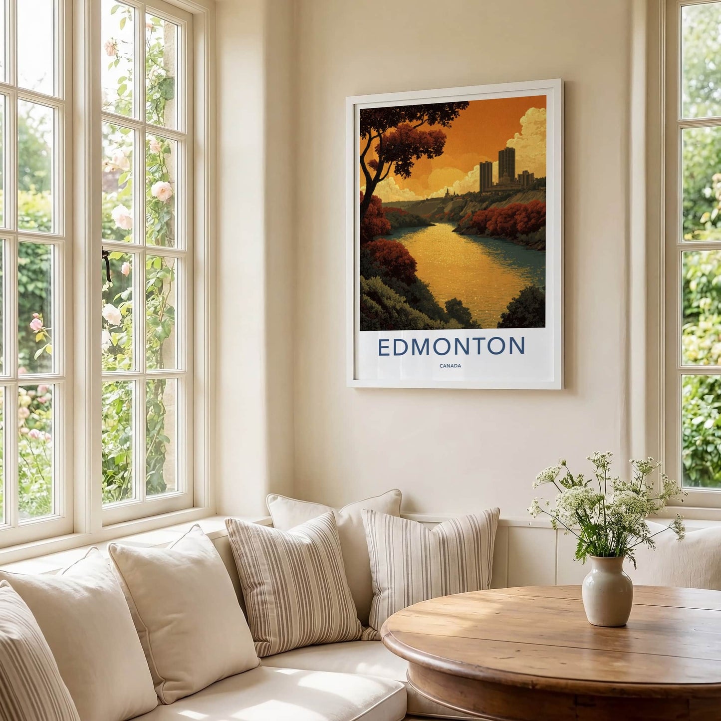 Edmonton Poster - Canada Travel Art - Golden River City Home Decor