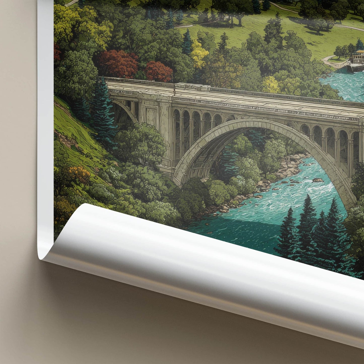 Edmonton Poster - Canada Travel Art - Parliament River Bridge Home Decor