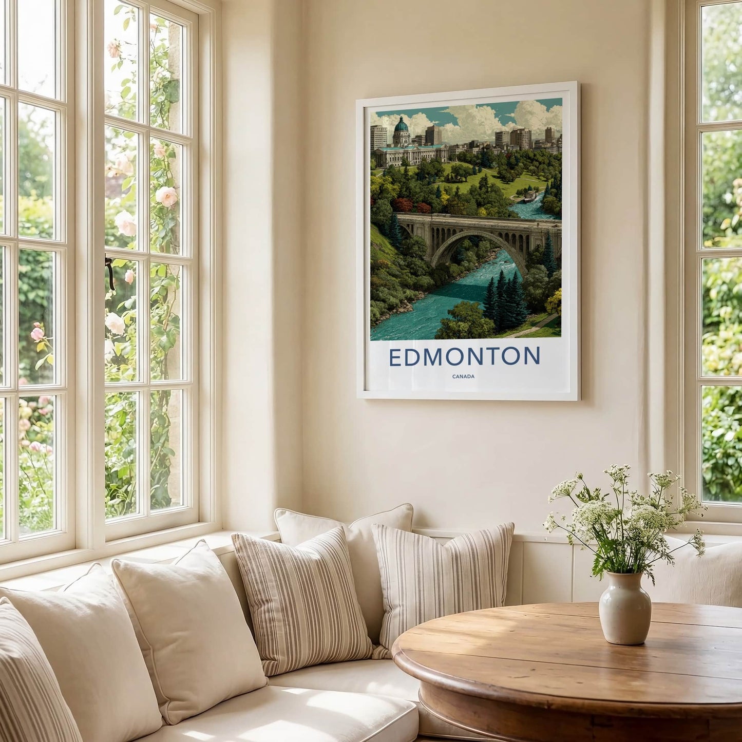 Edmonton Poster - Canada Travel Art - Parliament River Bridge Home Decor