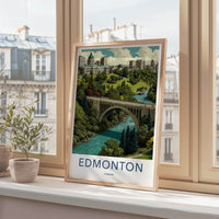 Edmonton Poster - Canada Travel Art - Parliament River Bridge Home Decor