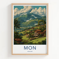 Mon Poster - India Nagaland Hillside Village Art