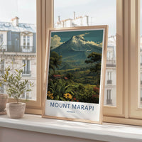 Mount Merapi Poster Indonesia Volcanic Peak Rice Terraces Art Print