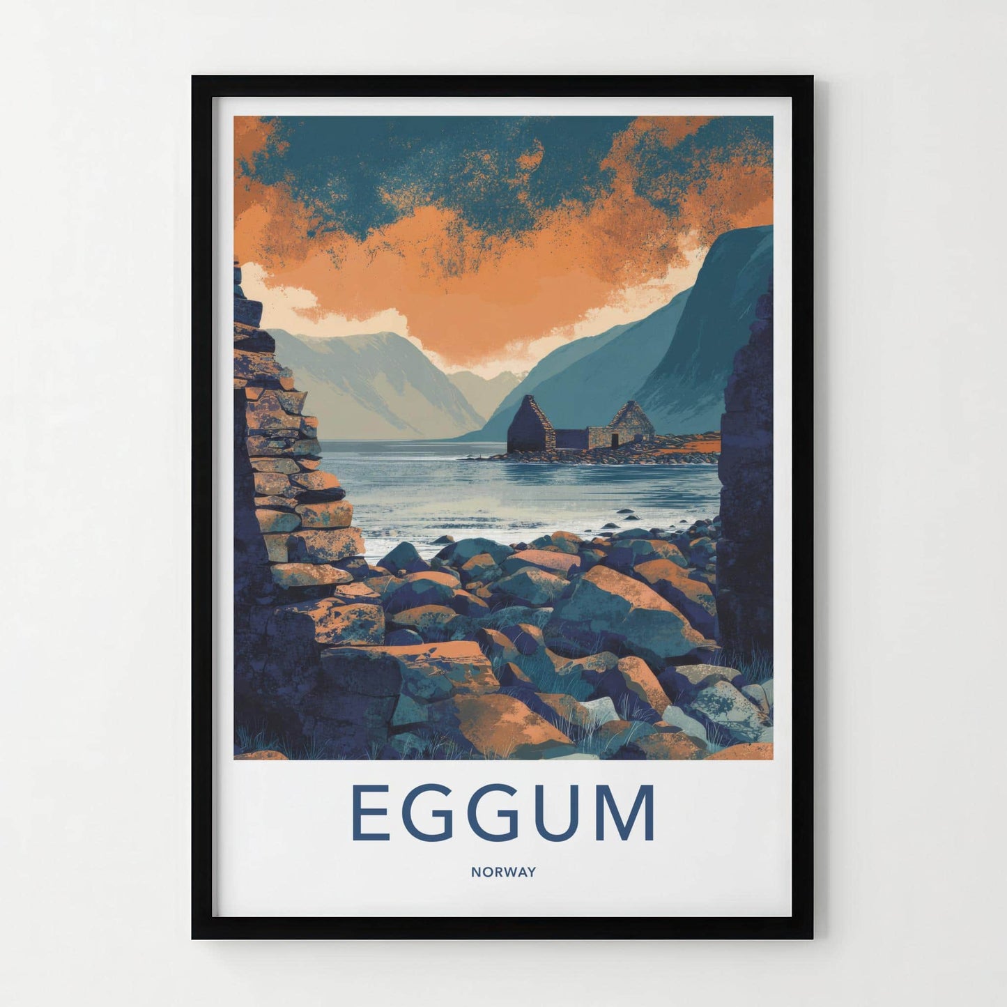 Eggum Poster - Norway Travel Art - Rugged Coastal Ruins Home Decor
