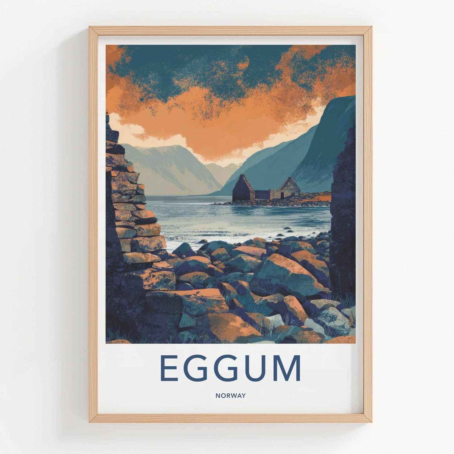 Eggum Poster - Norway Travel Art - Rugged Coastal Ruins Home Decor
