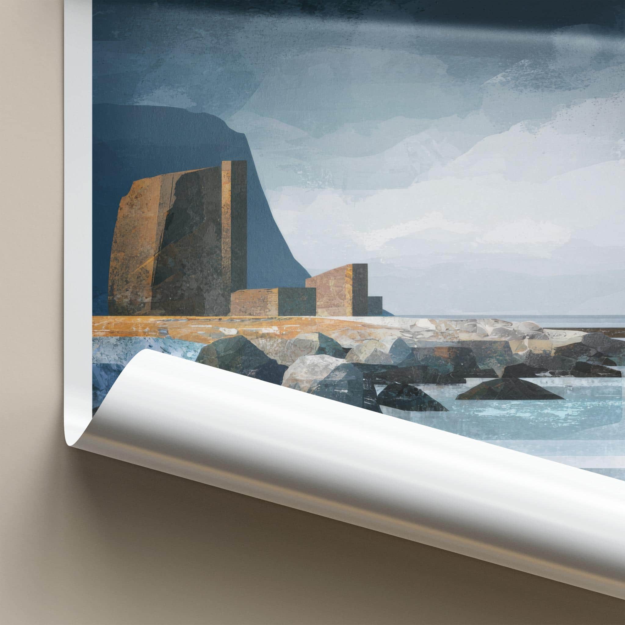 Eggum Poster - Norway Travel Art - Rugged coastal structures Home Decor