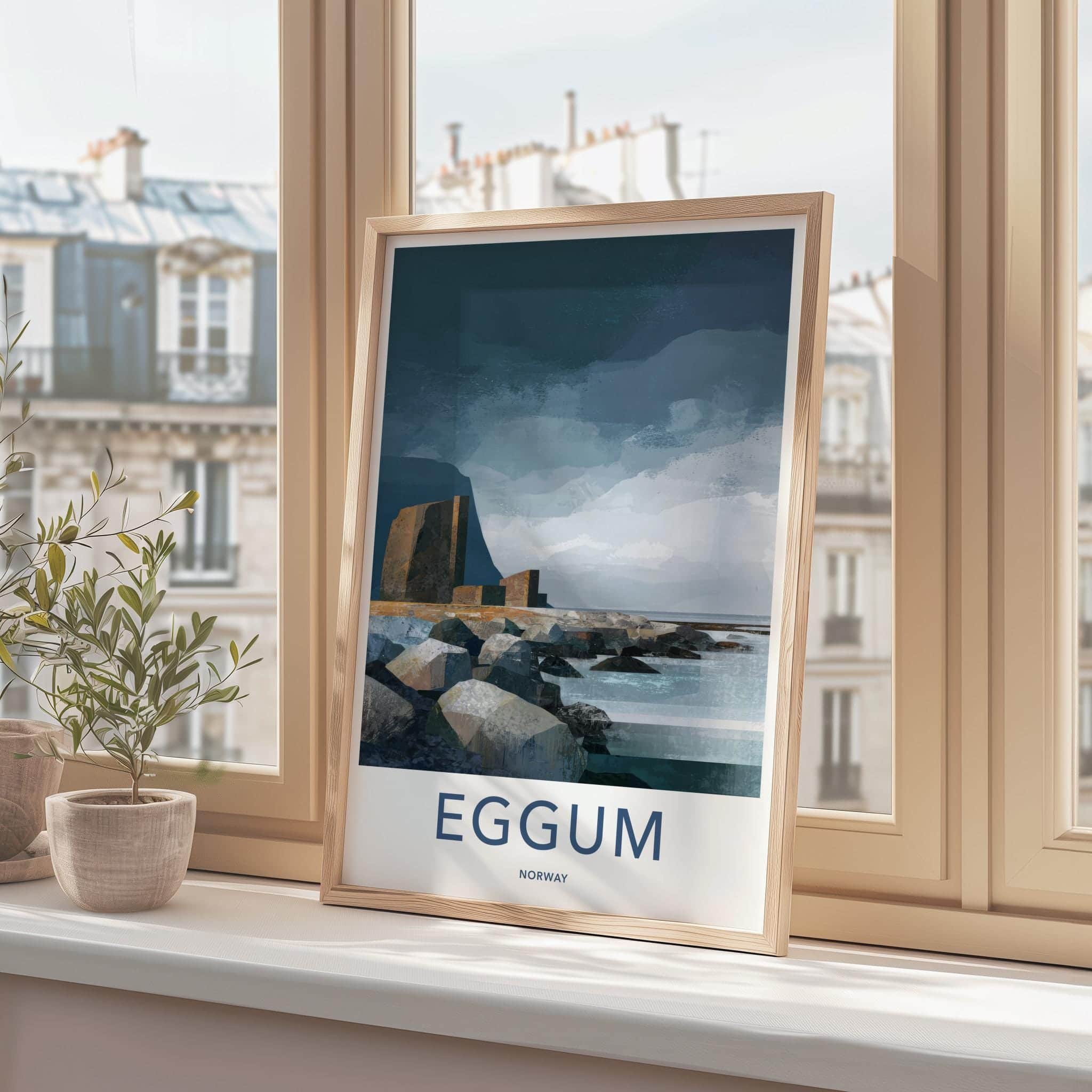 Eggum Poster - Norway Travel Art - Rugged coastal structures Home Decor