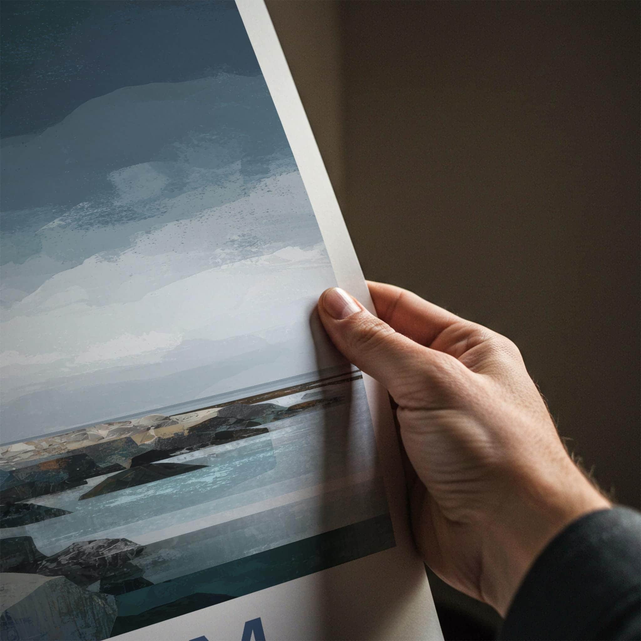 Eggum Poster - Norway Travel Art - Rugged coastal structures Home Decor
