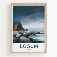 Eggum Poster - Norway Travel Art - Rugged coastal structures Home Decor