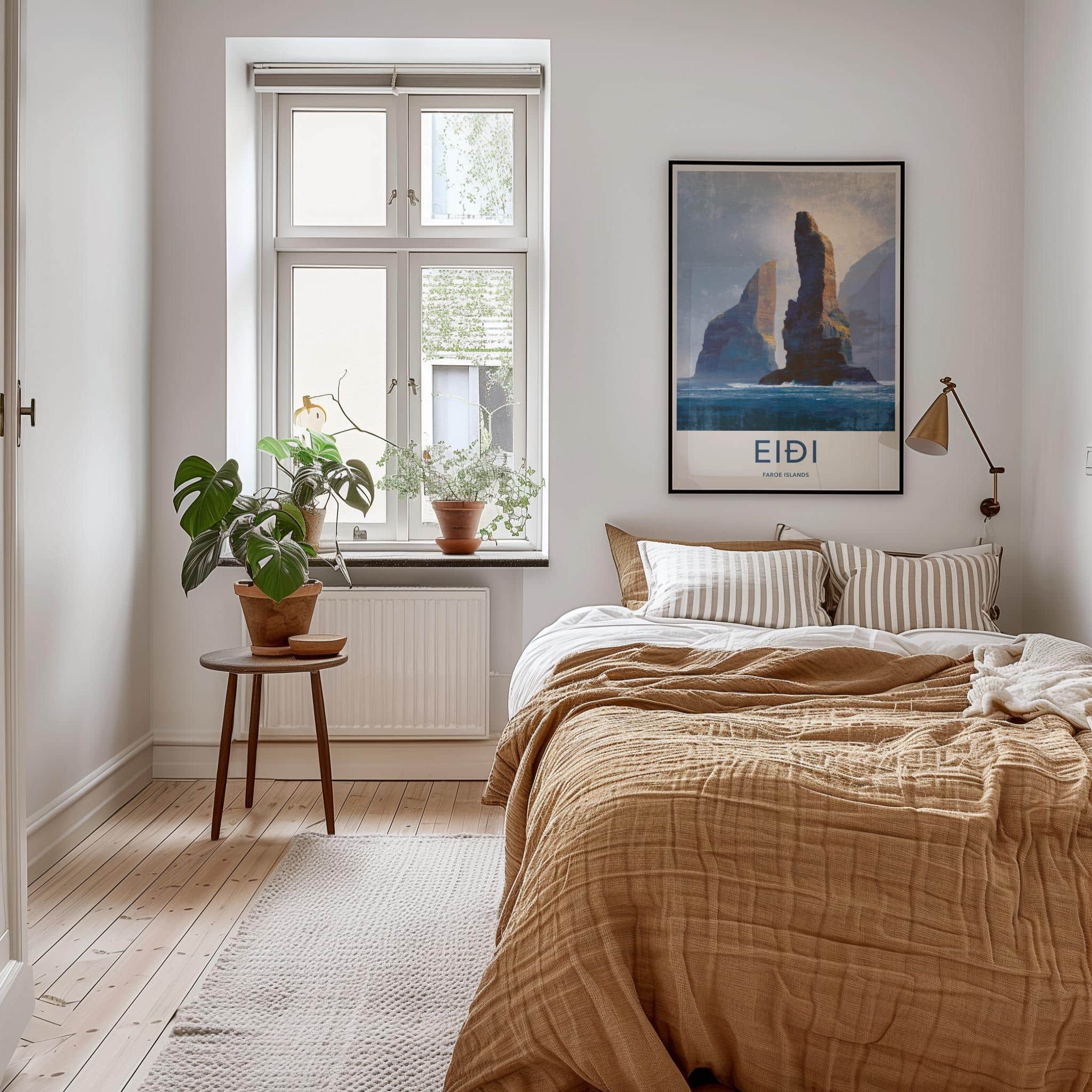 Eidi Poster - Faroe Islands Travel Art - Tall Sea Stacks Home Decor