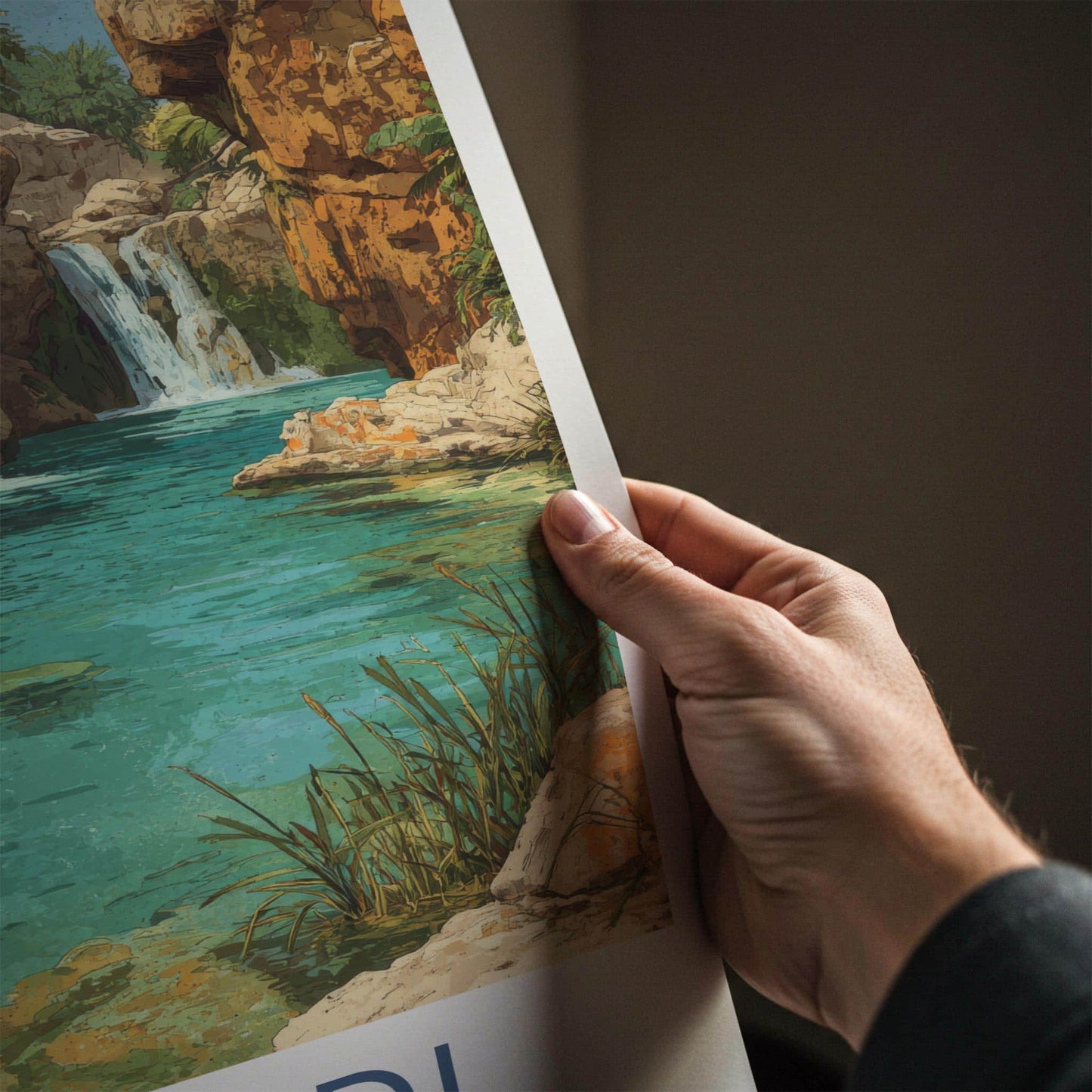 Ein Gedi Poster - Israel Scenic Art - Canyon Oasis Waterfalls Wall Decor