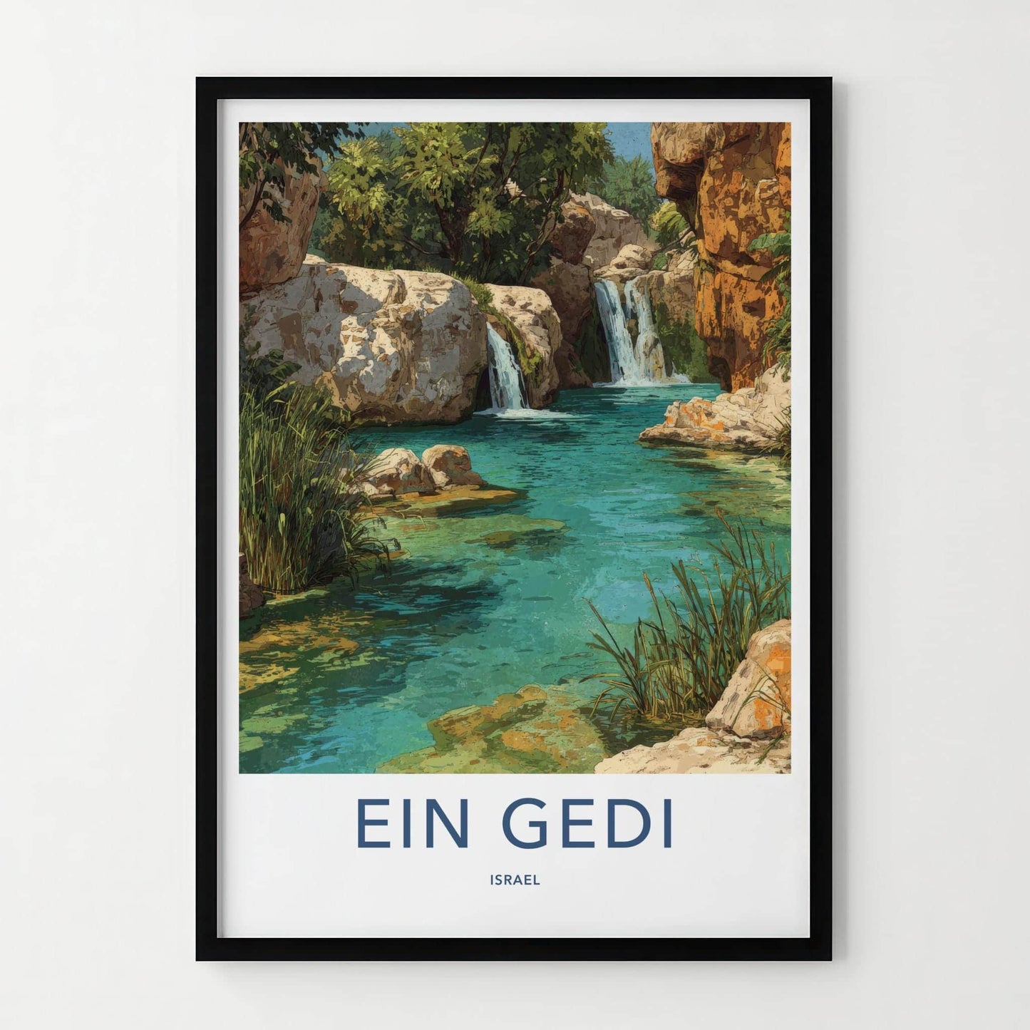 Ein Gedi Poster - Israel Scenic Art - Canyon Oasis Waterfalls Wall Decor