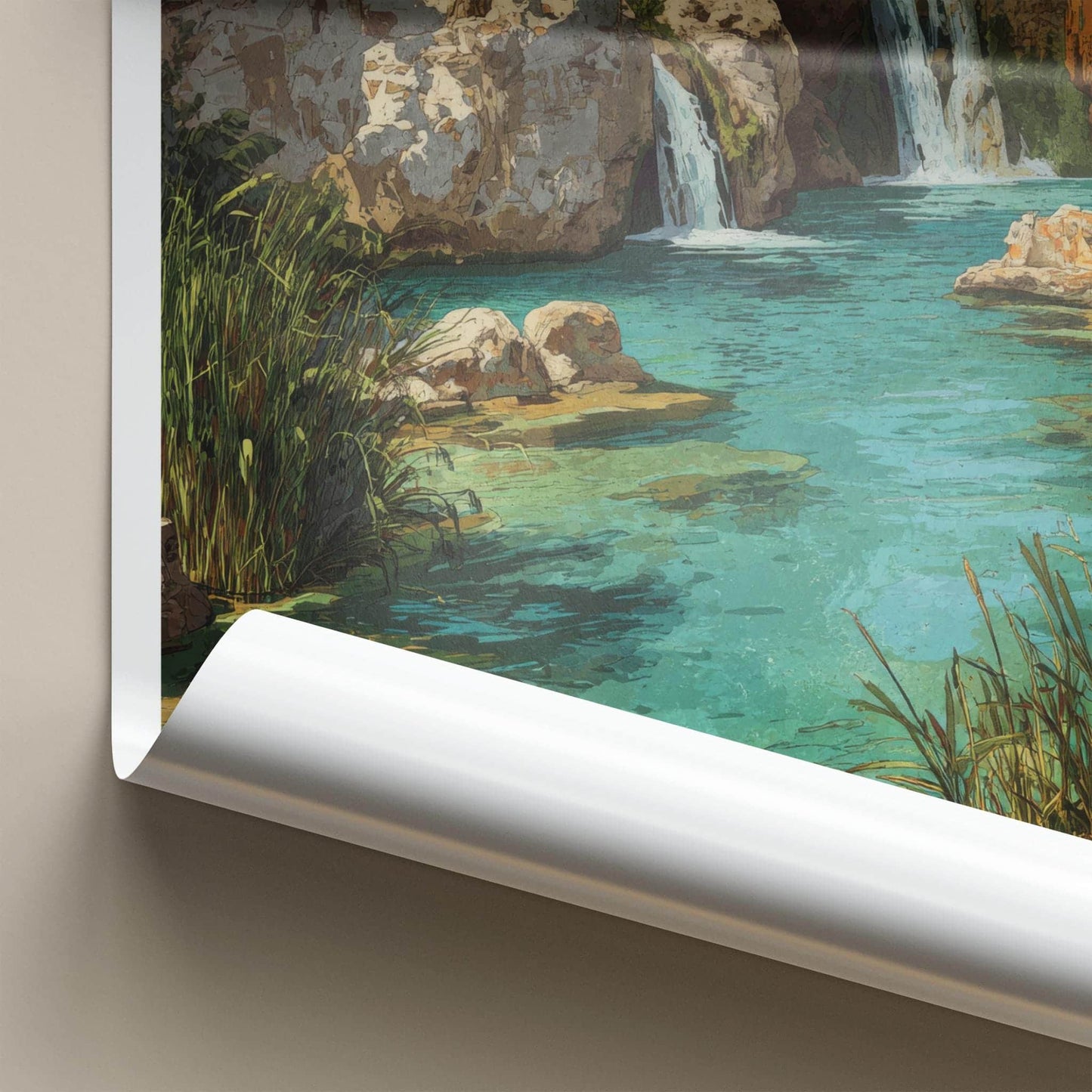 Ein Gedi Poster - Israel Scenic Art - Canyon Oasis Waterfalls Wall Decor