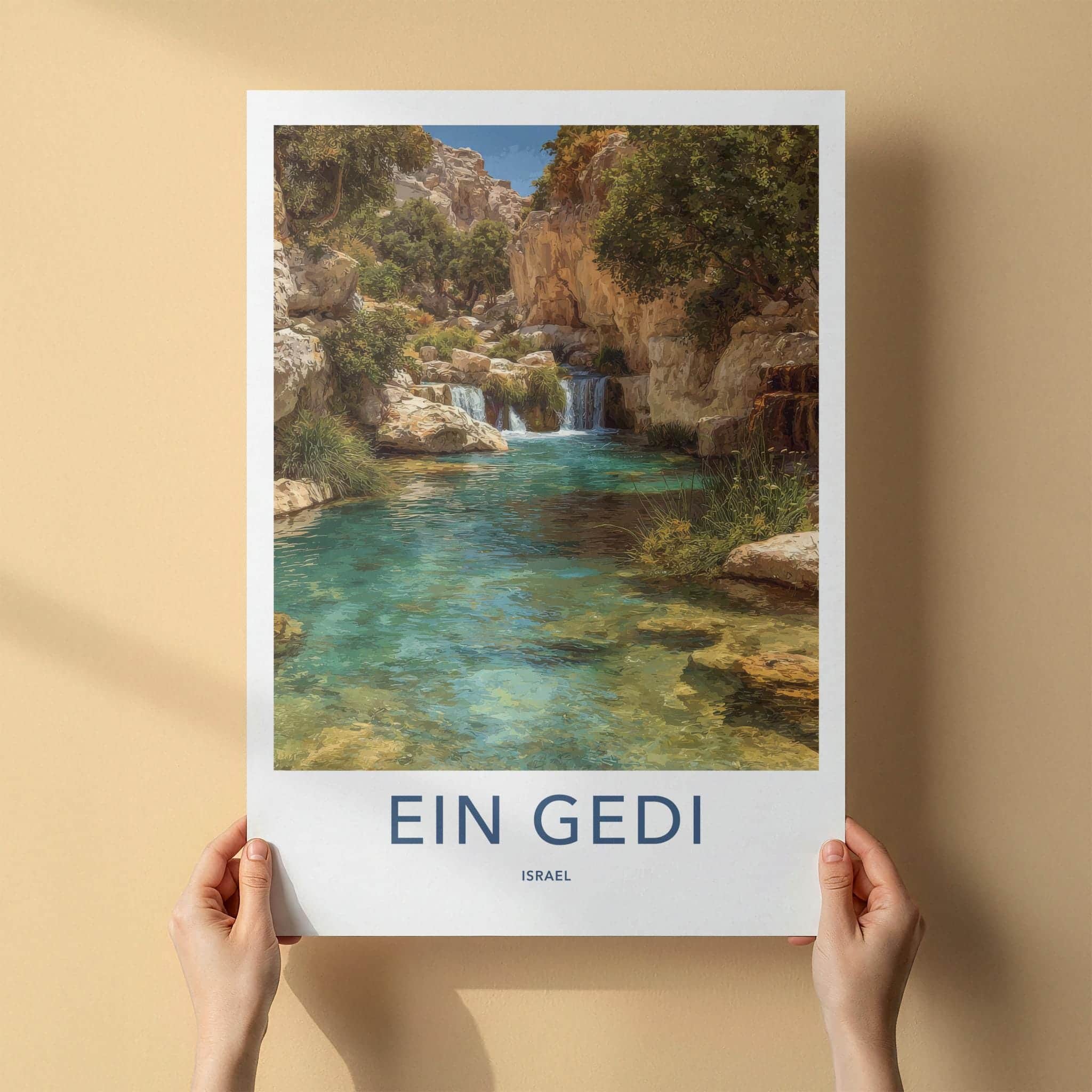 Ein Gedi Poster - Israel Travel Art - Cool Desert Springs Home Decor