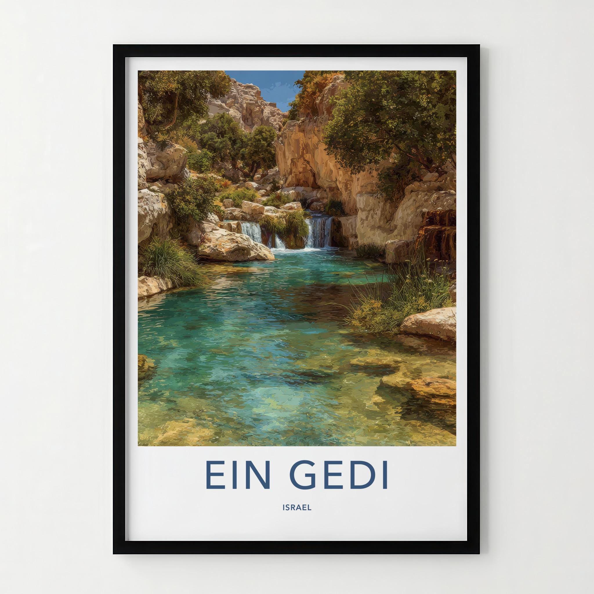 Ein Gedi Poster - Israel Travel Art - Cool Desert Springs Home Decor