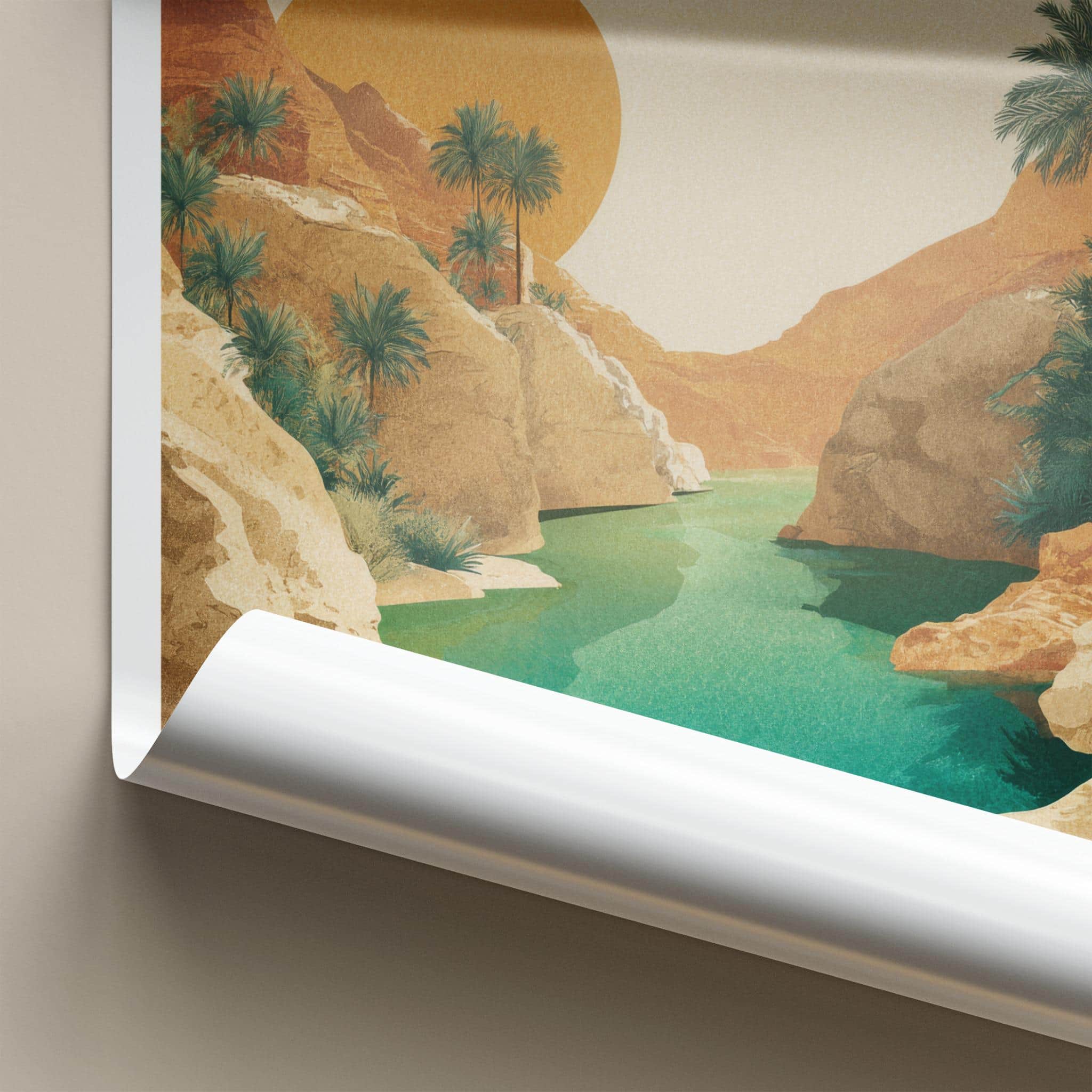 Ein Gedi Poster - Israel Travel Art - Turquoise Oasis Canyon Home Decor