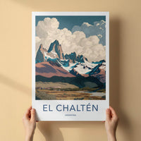 El Chalten Poster - Argentina Travel Art - Textured Mountain Peak Home Decor