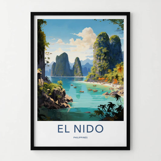 El Nido Poster - Philippines Travel Art - Clear Lagoon Boats Home Decor