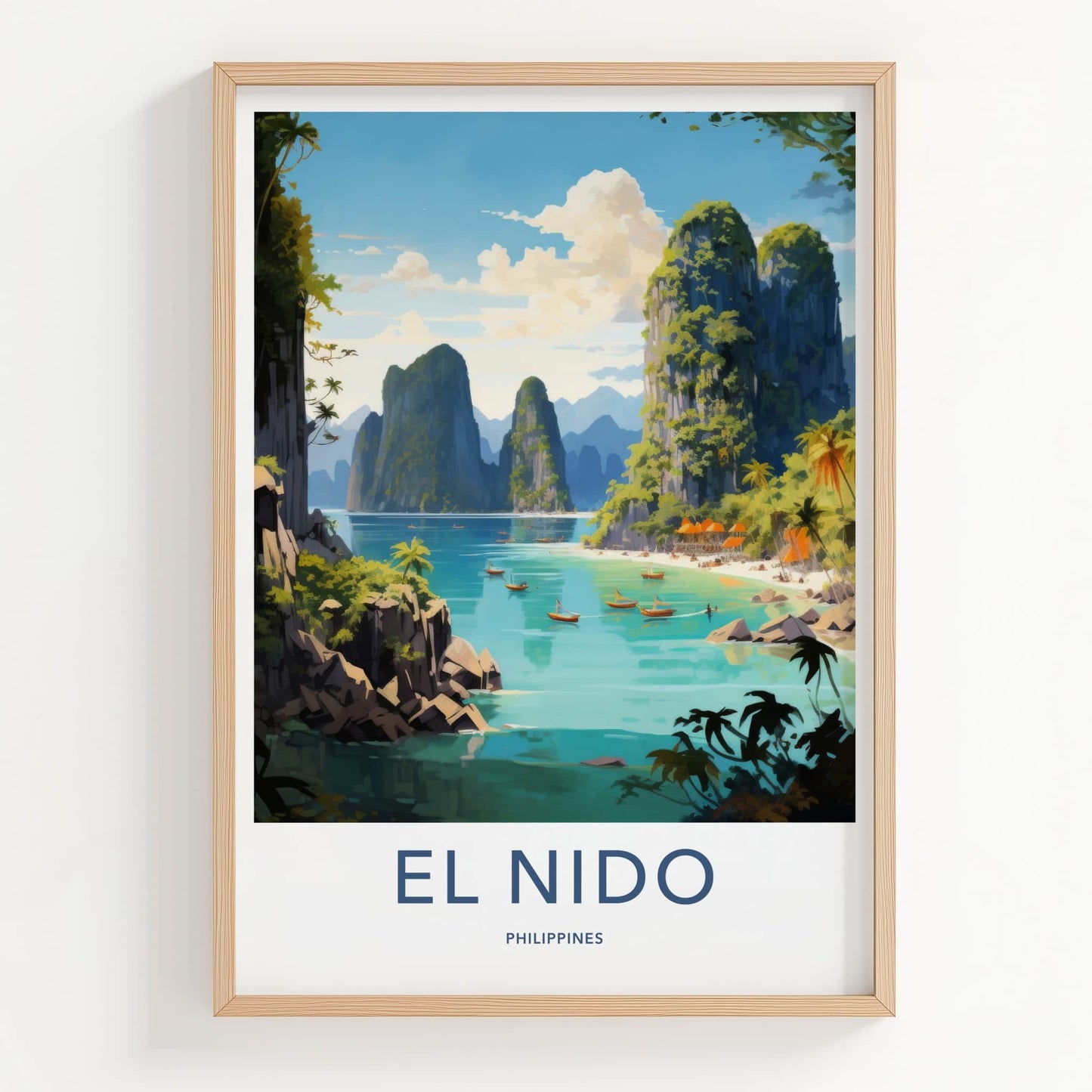 El Nido Poster - Philippines Travel Art - Clear Lagoon Boats Home Decor
