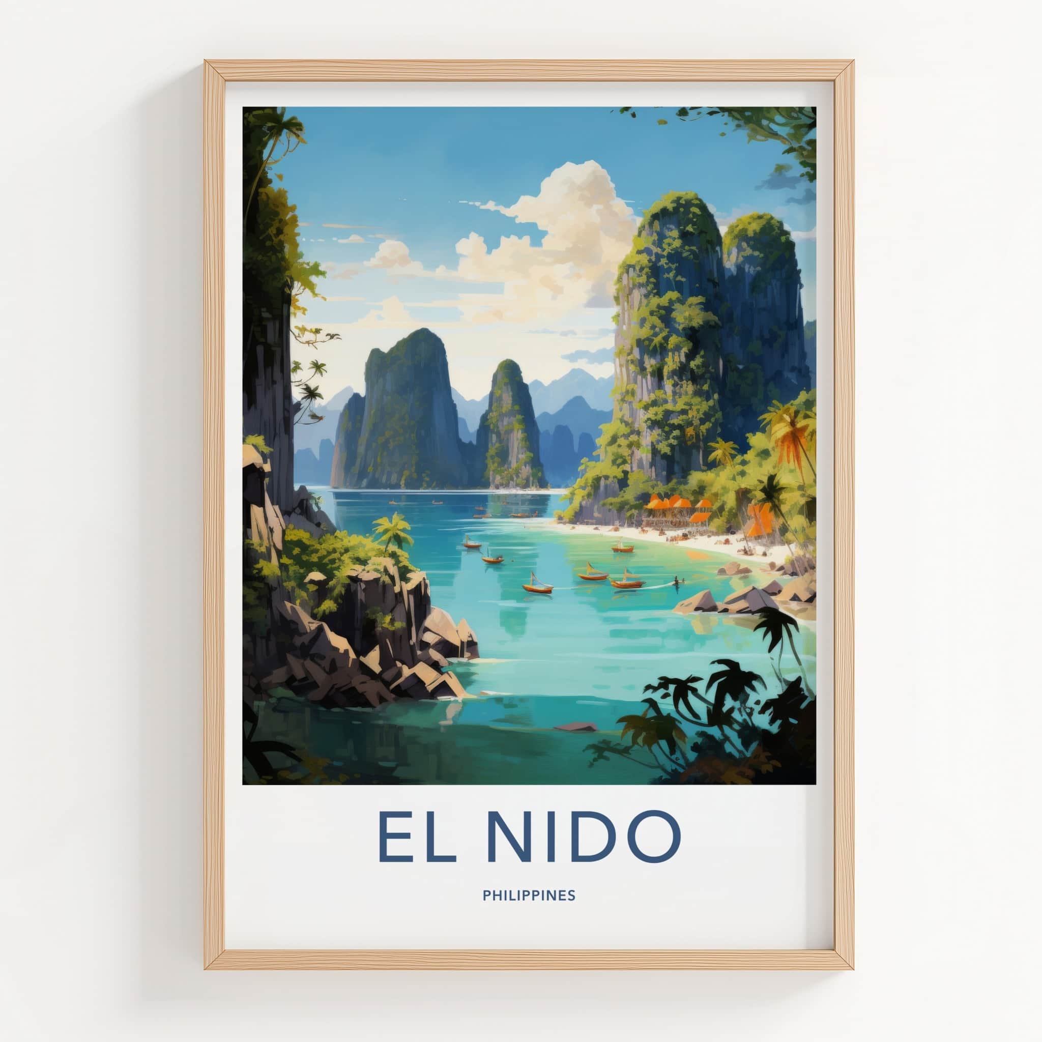 El Nido Poster - Philippines Travel Art - Clear Lagoon Boats Home Decor