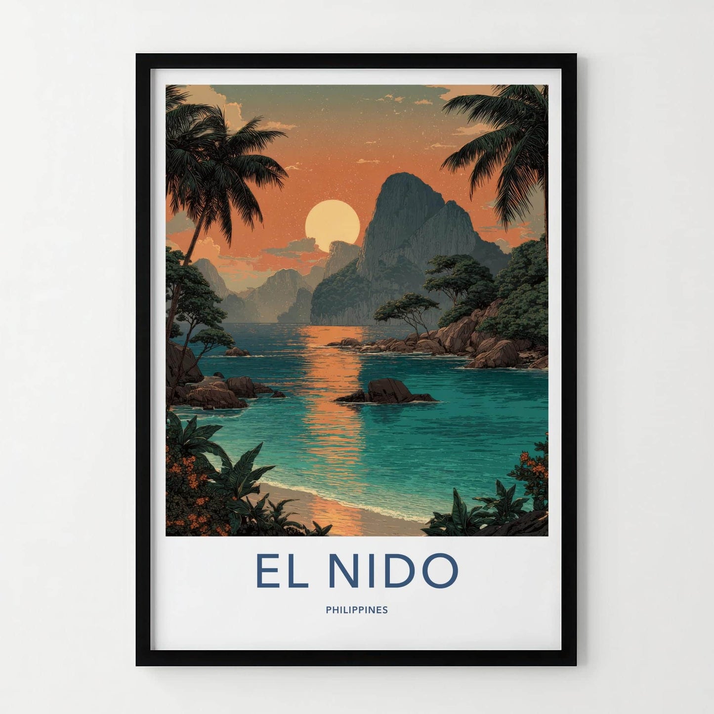 El Nido Poster - Philippines Travel Art - Island Ocean Sunset Home Decor