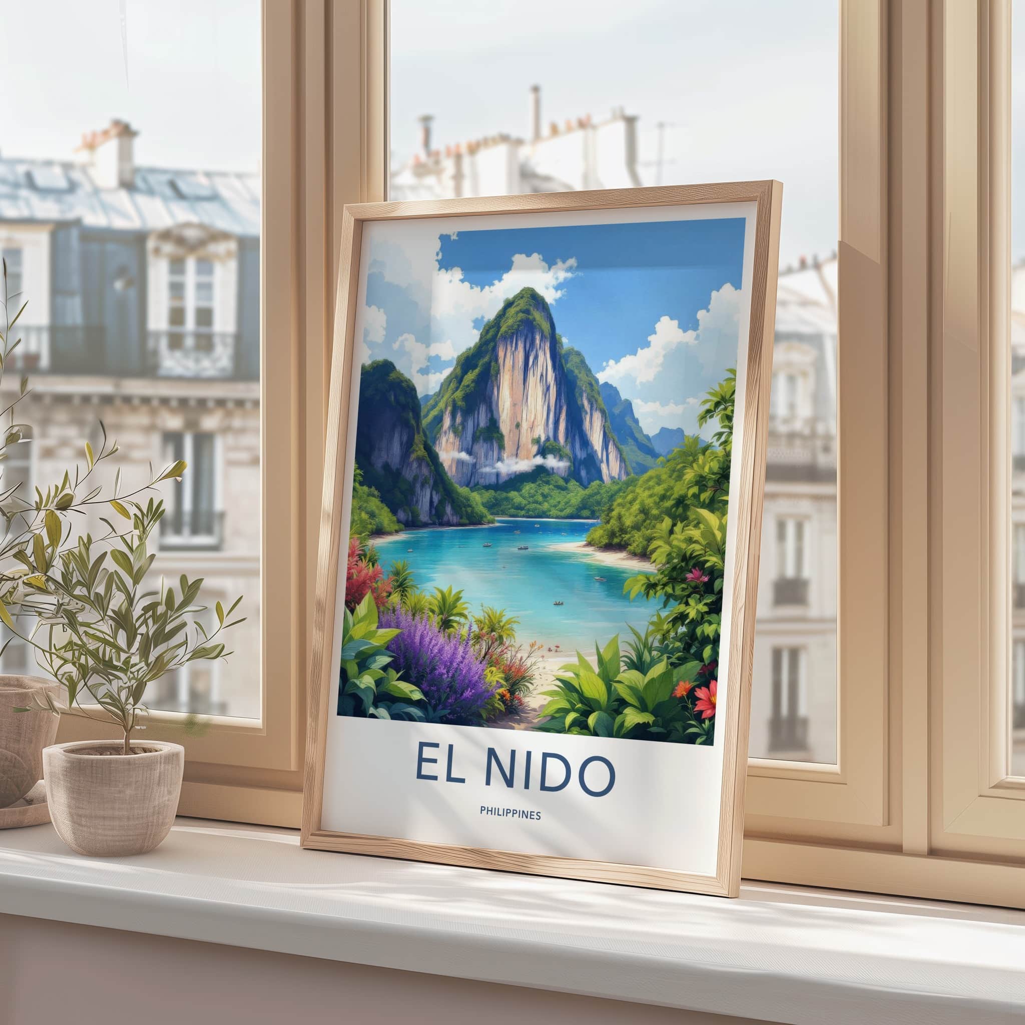 El Nido Poster - Philippines Travel Art - Lush Island Cove Home Decor