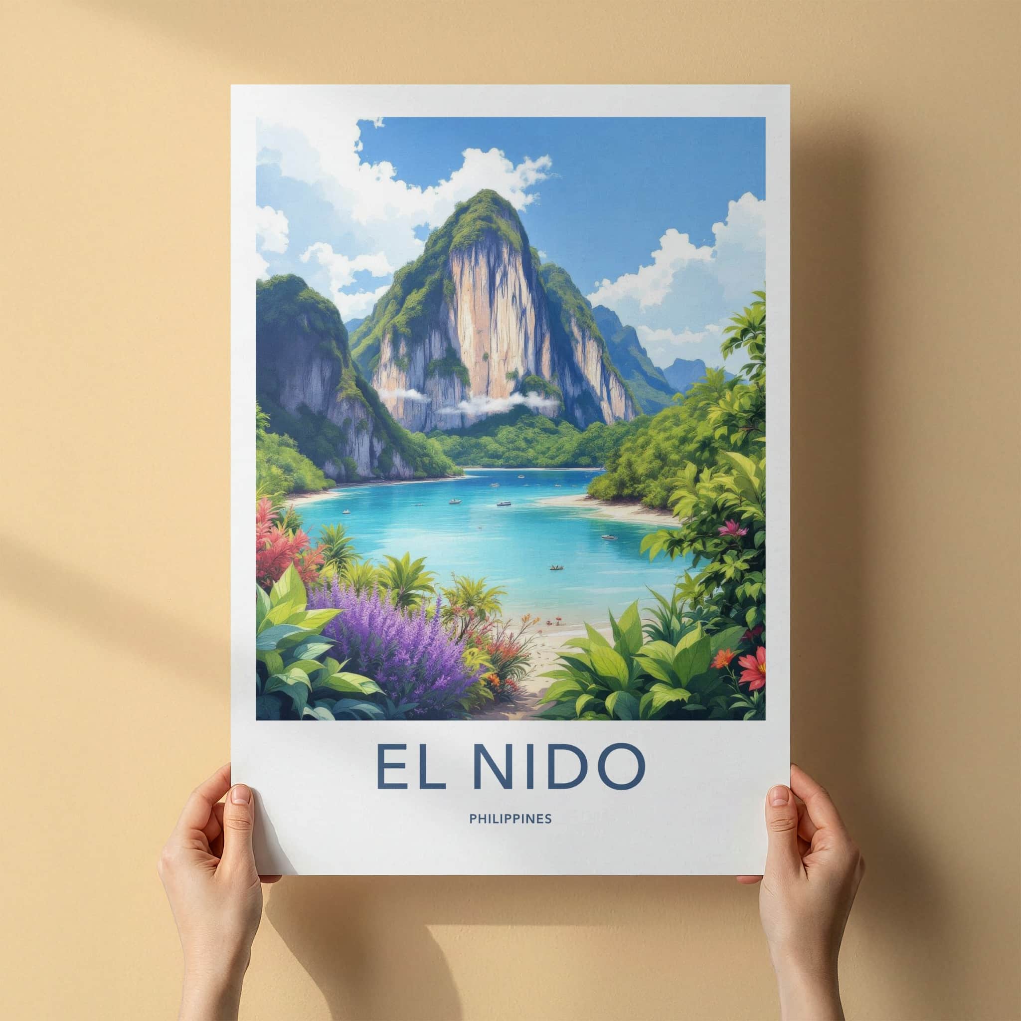 El Nido Poster - Philippines Travel Art - Lush Island Cove Home Decor