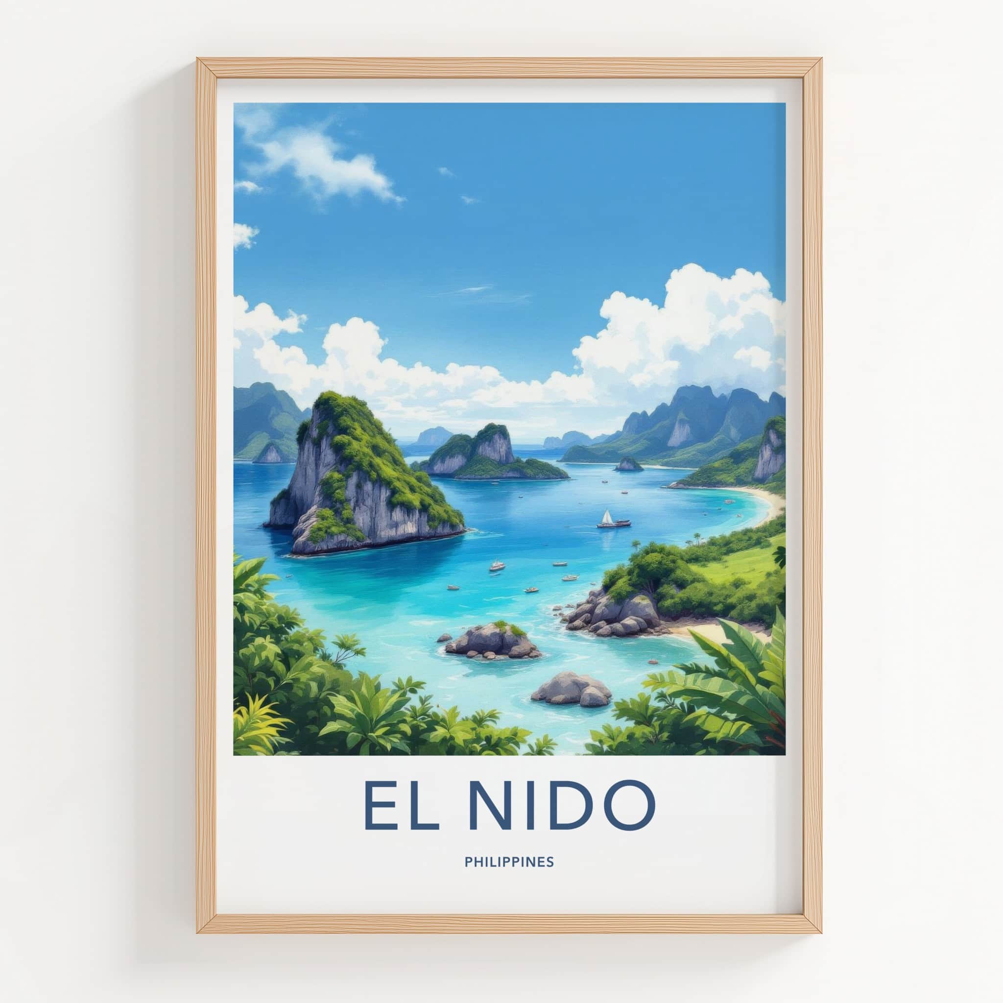 El Nido Poster - Philippines Travel Art - Lush Island Lagoon Home Decor