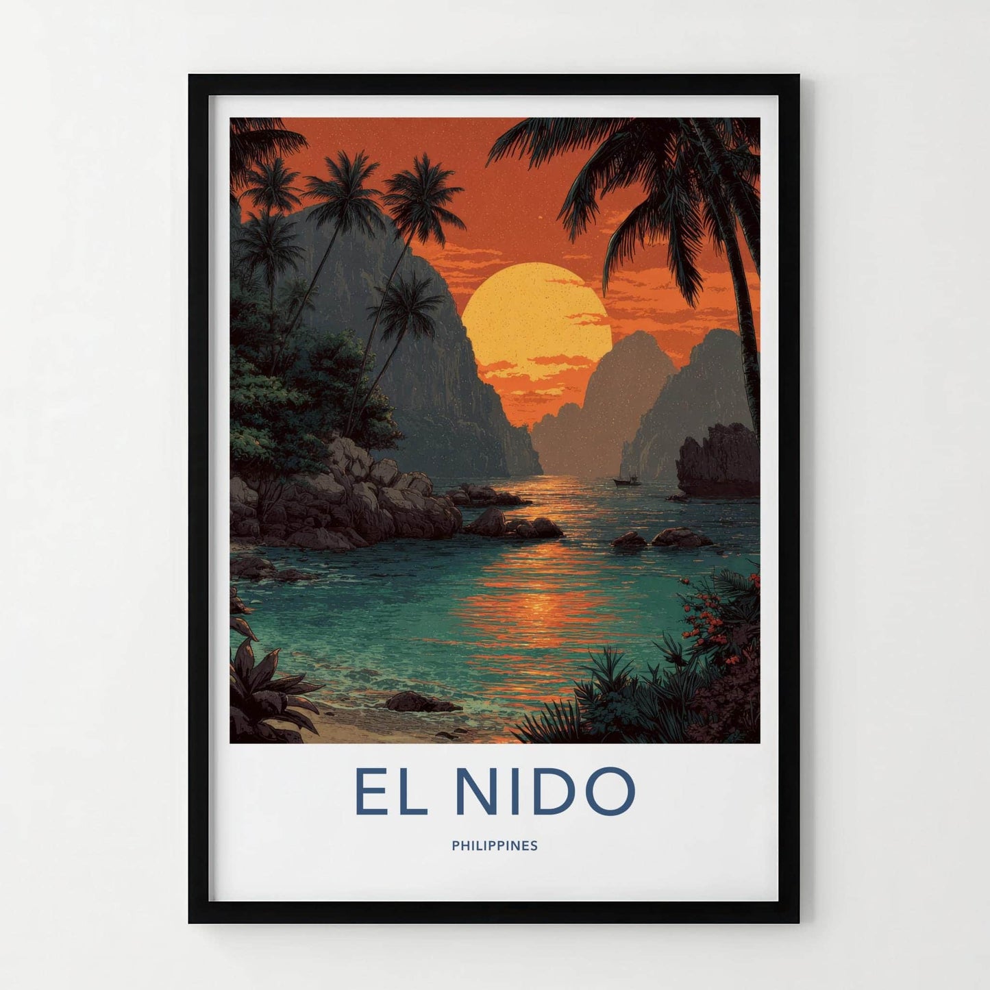 El Nido Poster - Philippines Travel Art - Orange Sky Bay Home Decor