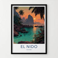 El Nido Poster - Philippines Travel Art - Tropical Bay Sunset Home Decor