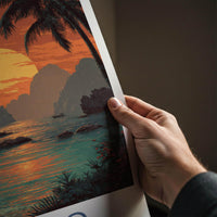El Nido Poster - Philippines Travel Art - Tropical Island Sunset Home Decor