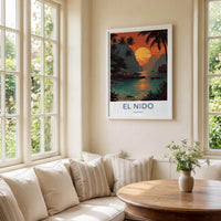 El Nido Poster - Philippines Travel Art - Tropical Island Sunset Home Decor
