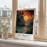 El Nido Poster - Philippines Travel Art - Tropical Island Sunset Home Decor