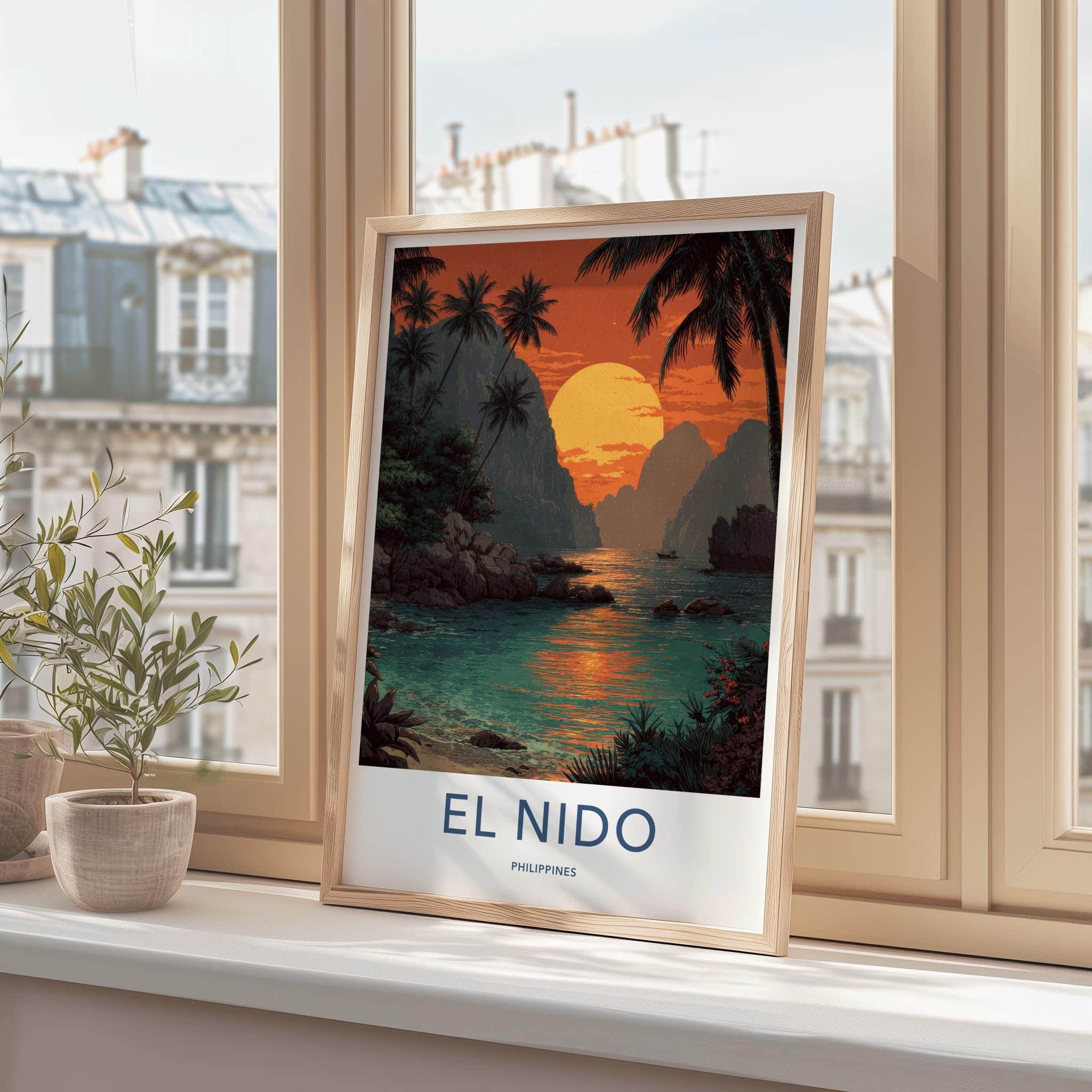 El Nido Poster - Philippines Travel Art - Tropical Island Sunset Home Decor