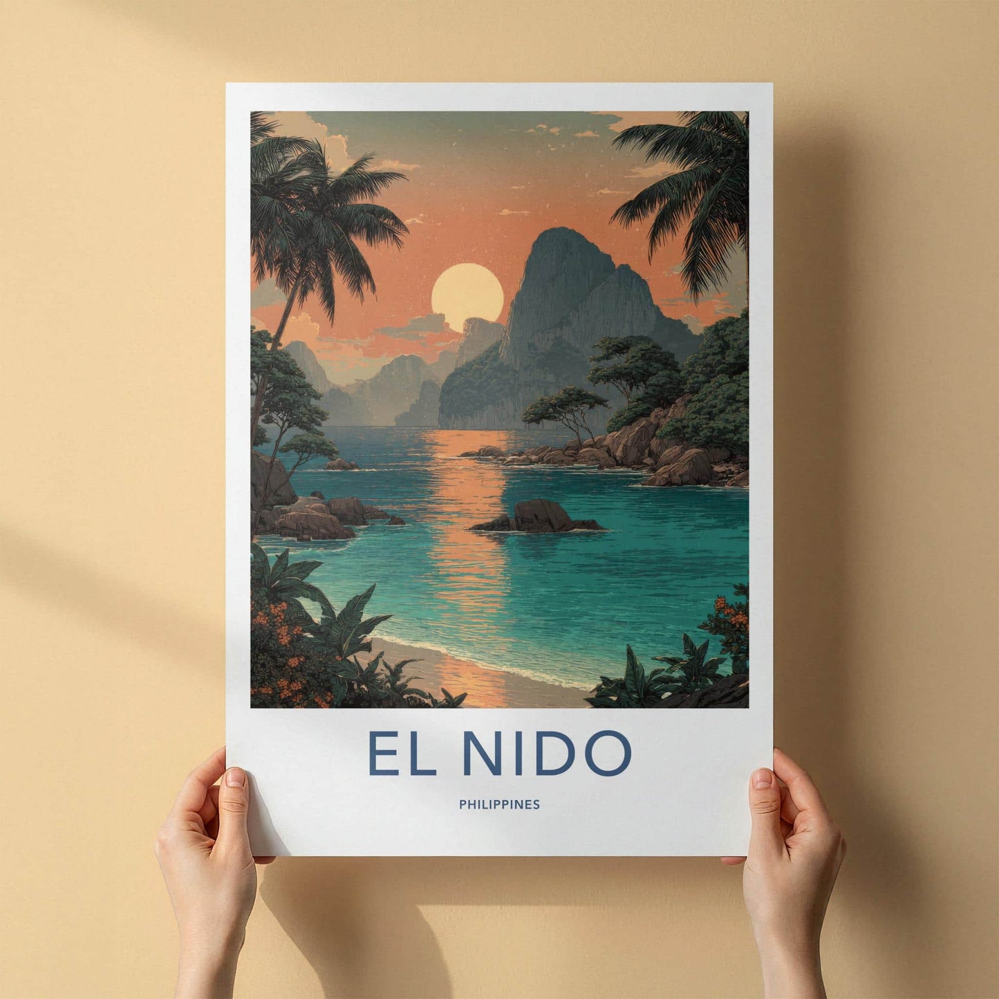 El Nido Poster - Philippines Travel Art - Vibrant Island Lagoon Home Decor